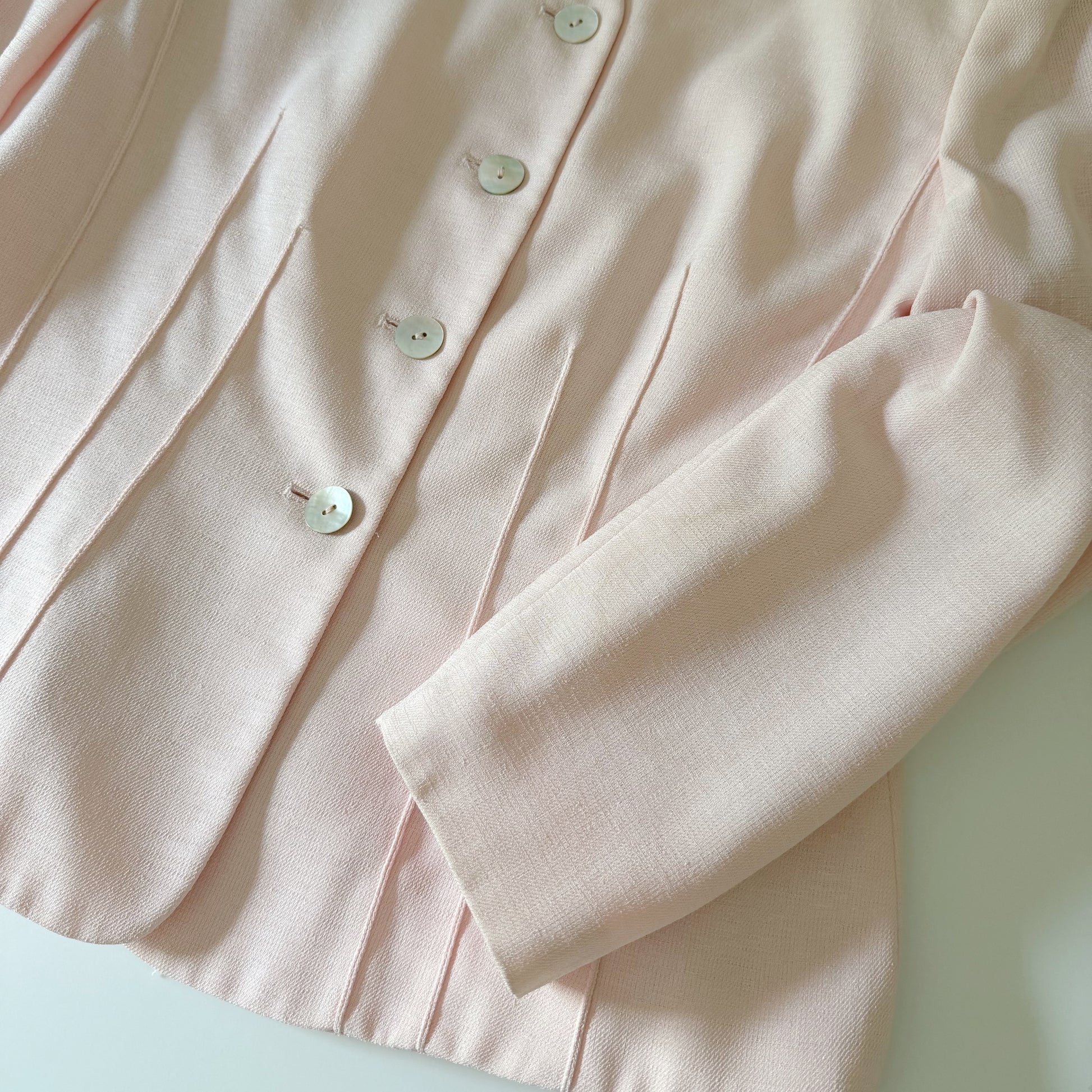 Kasper for ASL Vintage 90s Collarless Pintuck Blazer Jacket Size 8