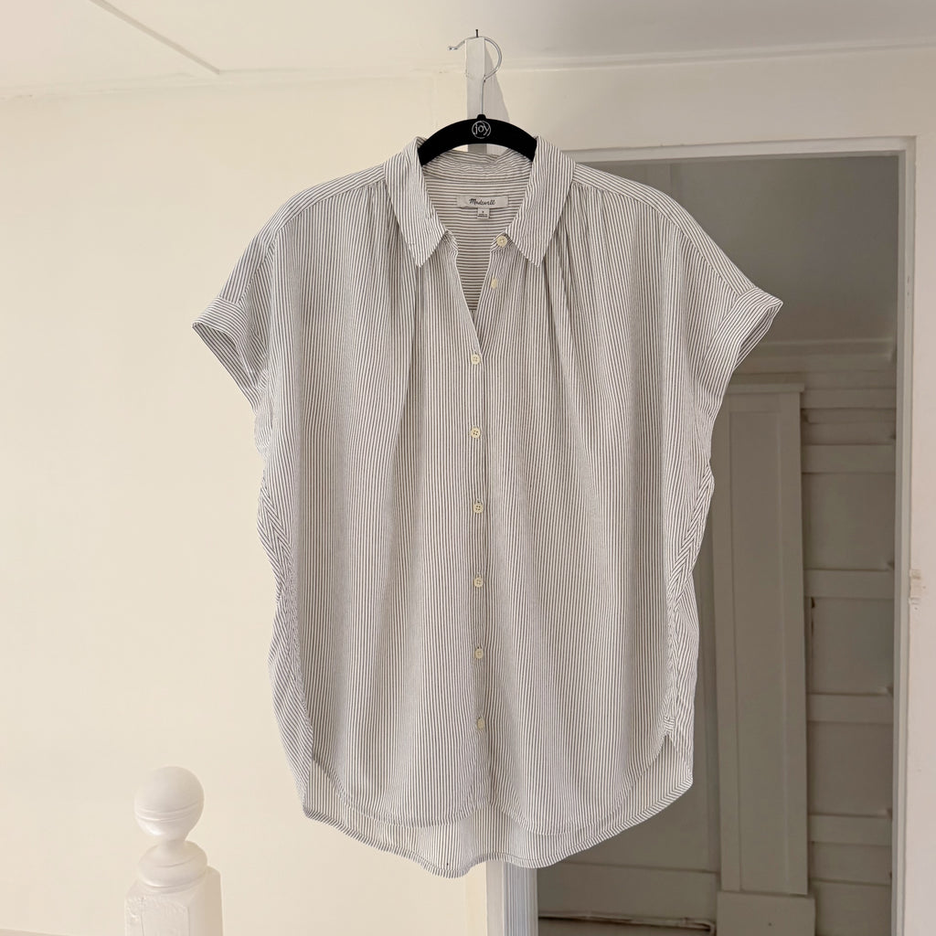 Madewell Button Down Central Shirt in White Wash Luis Stripe Size S