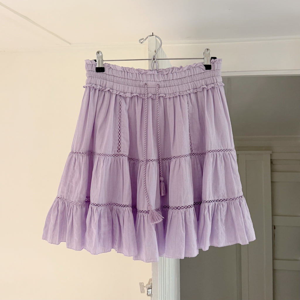 Isabel Marant Etoile Lioline Tiered Mini Skirt in Lilac Size 40