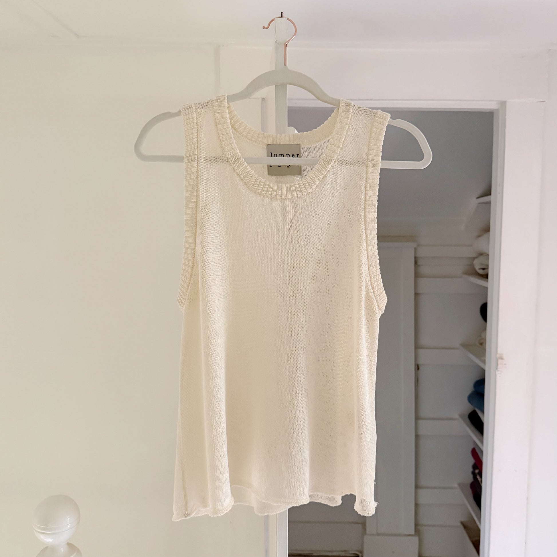 Jumper 1234 Linen Cotton Knit Sweater Vest Tank in Dawn Size 3