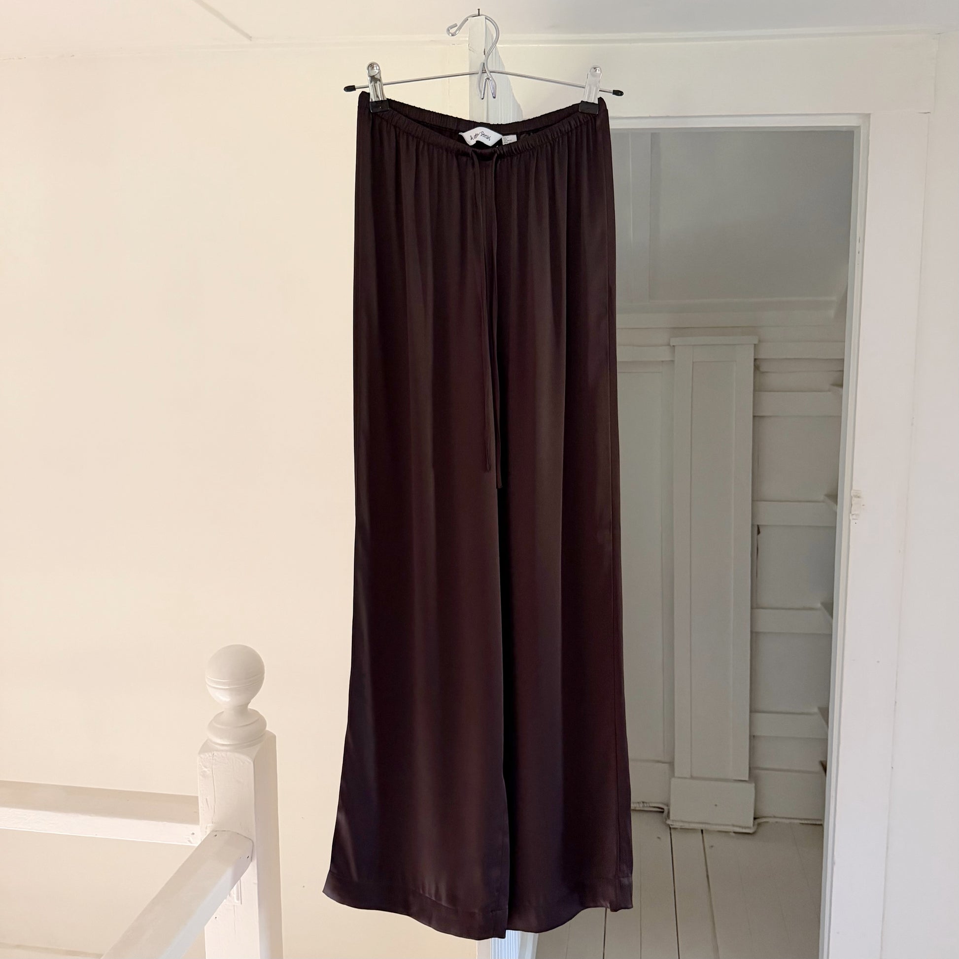 & Other Stories Drawstring Satin Trousers in Dark Brown NWT Size 0