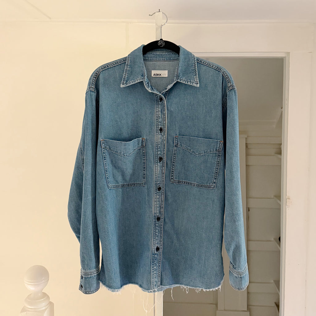 Askk NY Oversized Denim Button Down Shirt in Palm Canyon Size 1