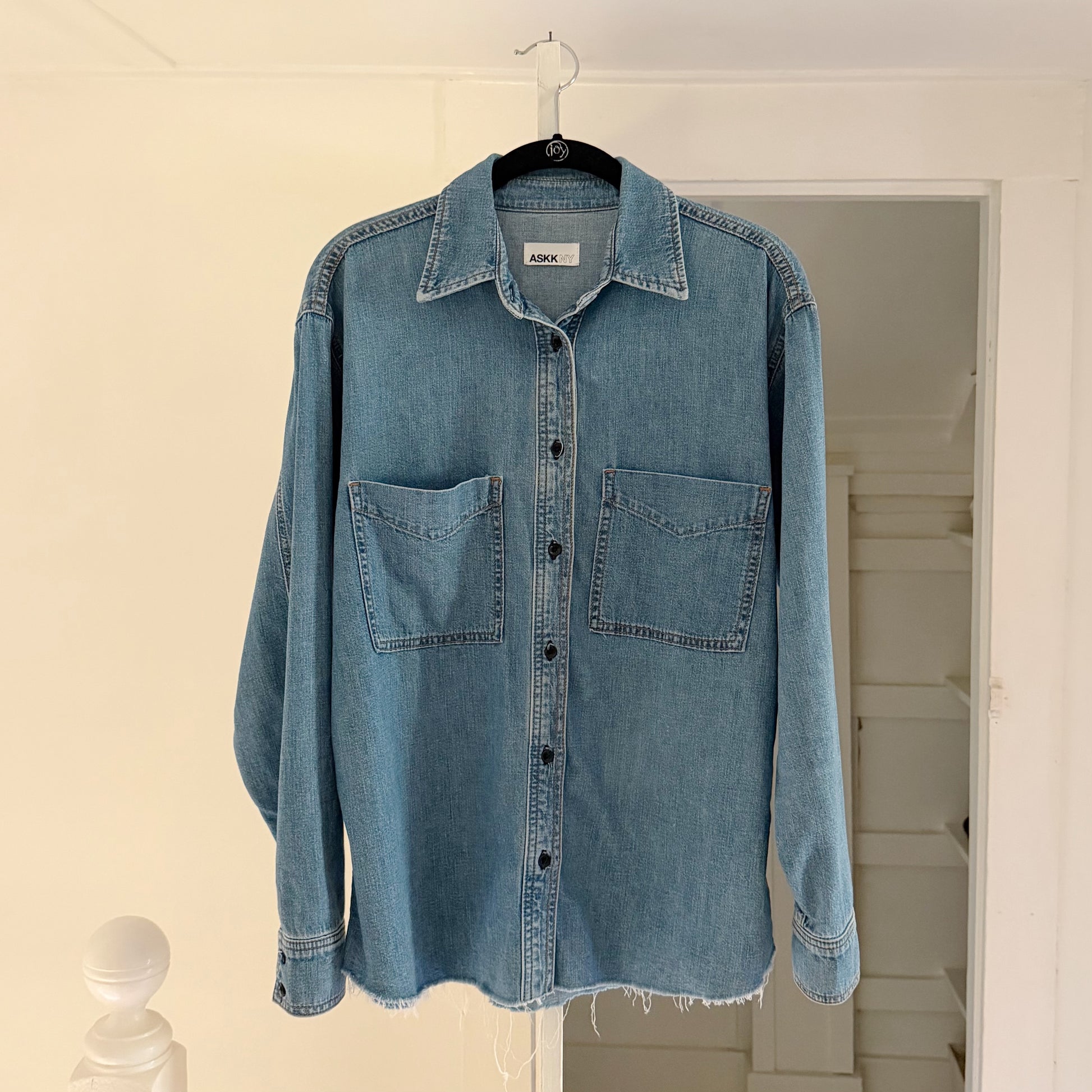 Askk NY Oversized Denim Button Down Shirt in Palm Canyon Size 1