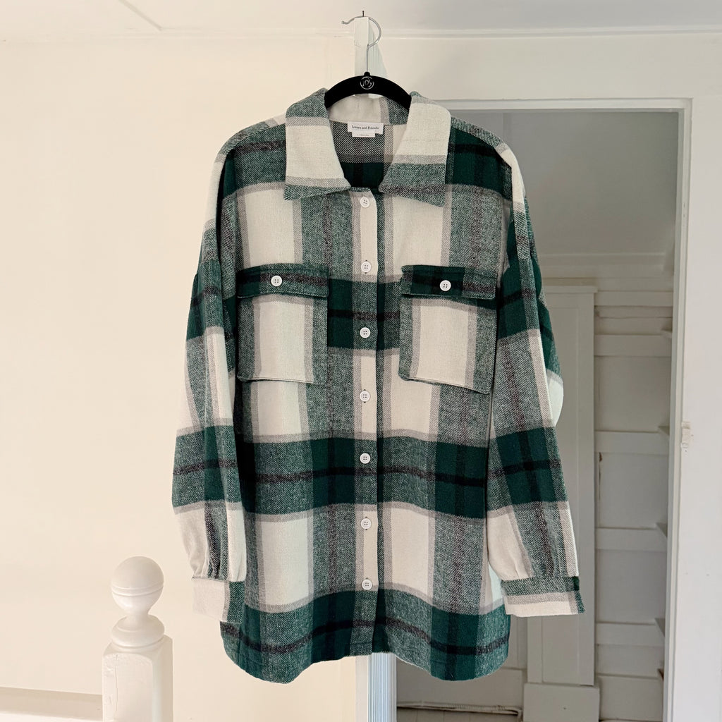 Lovers + Friends Kaianna Plaid Flannel Shacket in Green Multi Size L