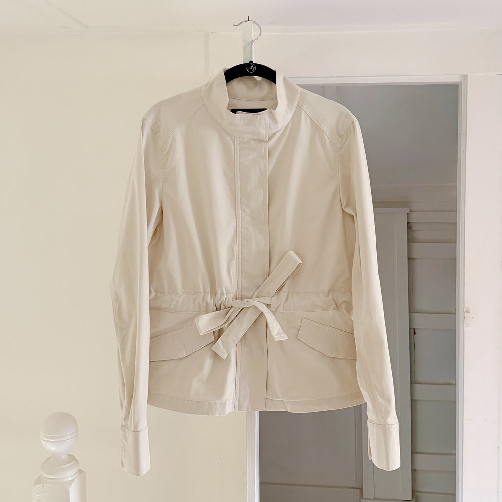 Banana Republic Stand Collar Tie-Waist Utility Jacket in Cream Size XST