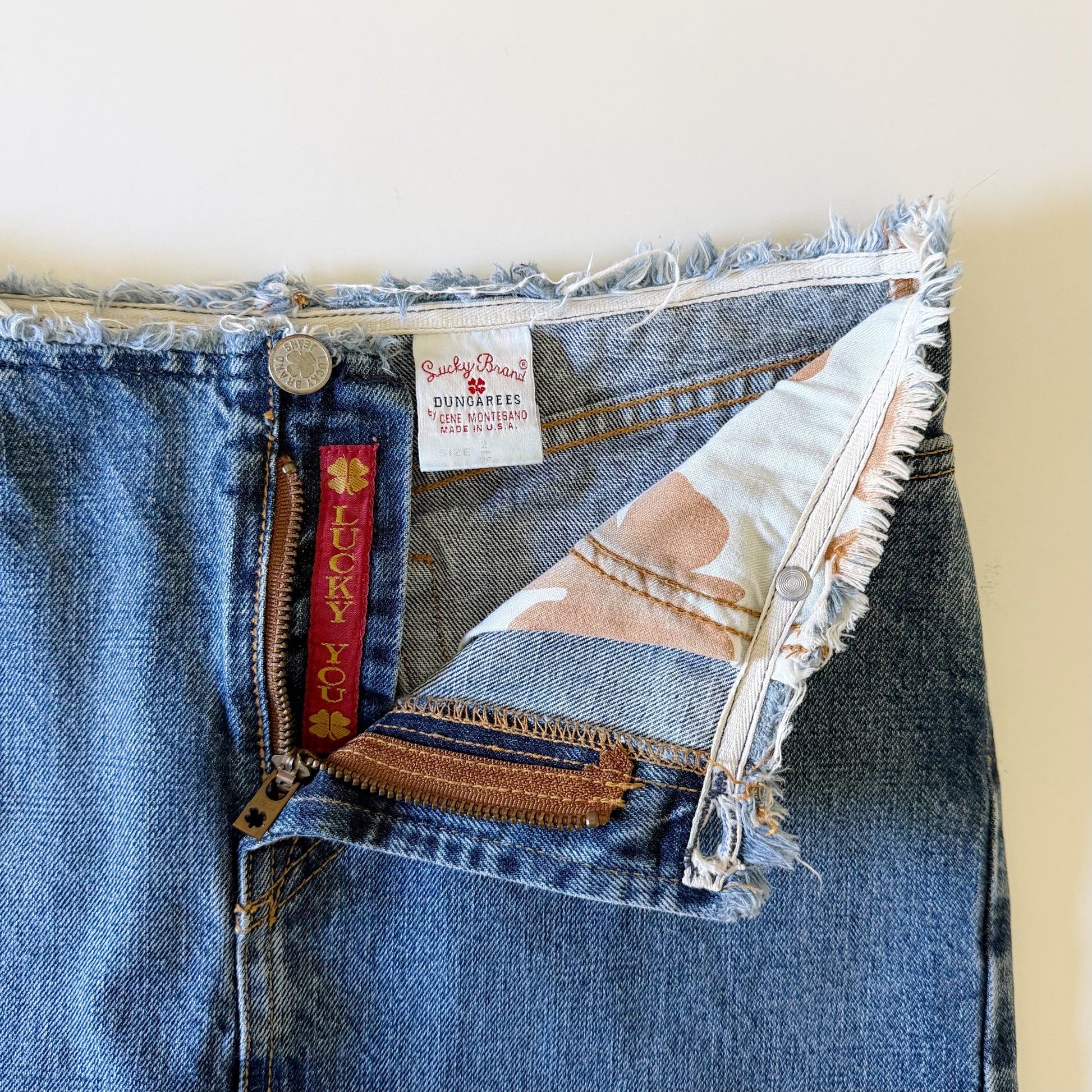 Lucky Brand Dungarees Vintage Y2K Raw Hems Denim Skirt Size 2/26