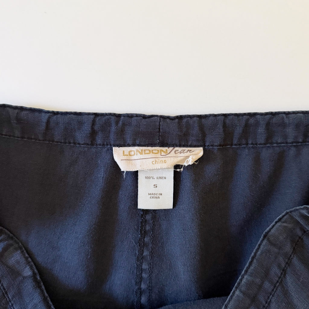London Jean Vintage Y2K Linen Low Rise Wide Leg Puddle Pants Black Size S