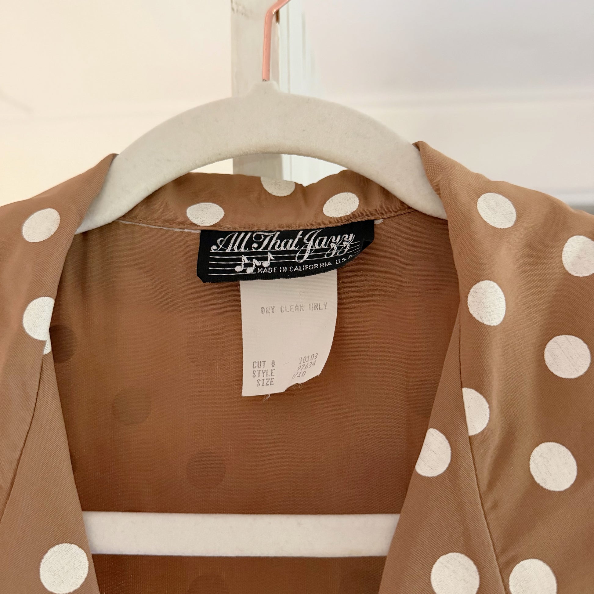 All That Jazz Vintage 90s Polka Dot Belted Buttoned Midi Dress Size 9/10