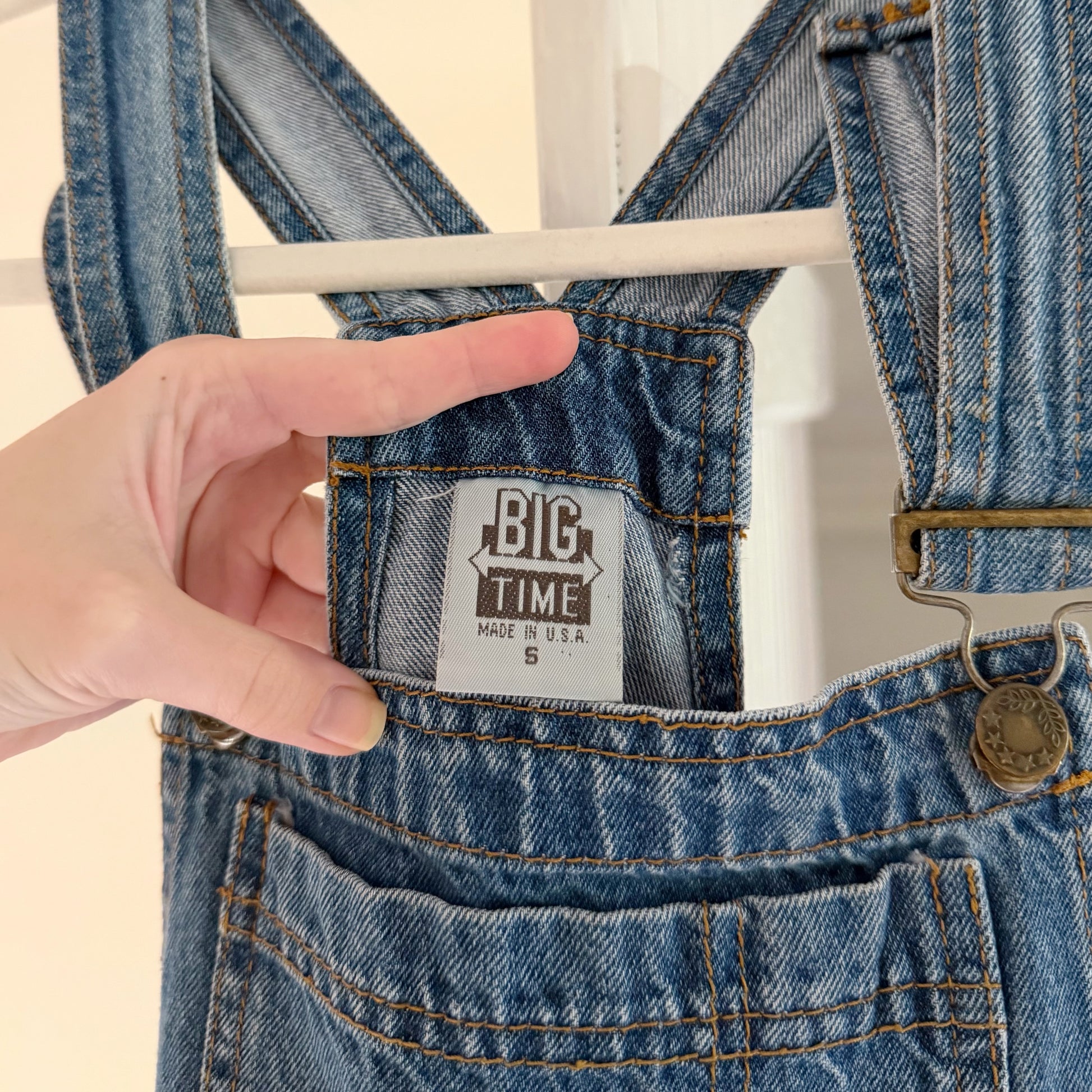 Big Time Vintage 90s Denim Overall Mini Dress Size S