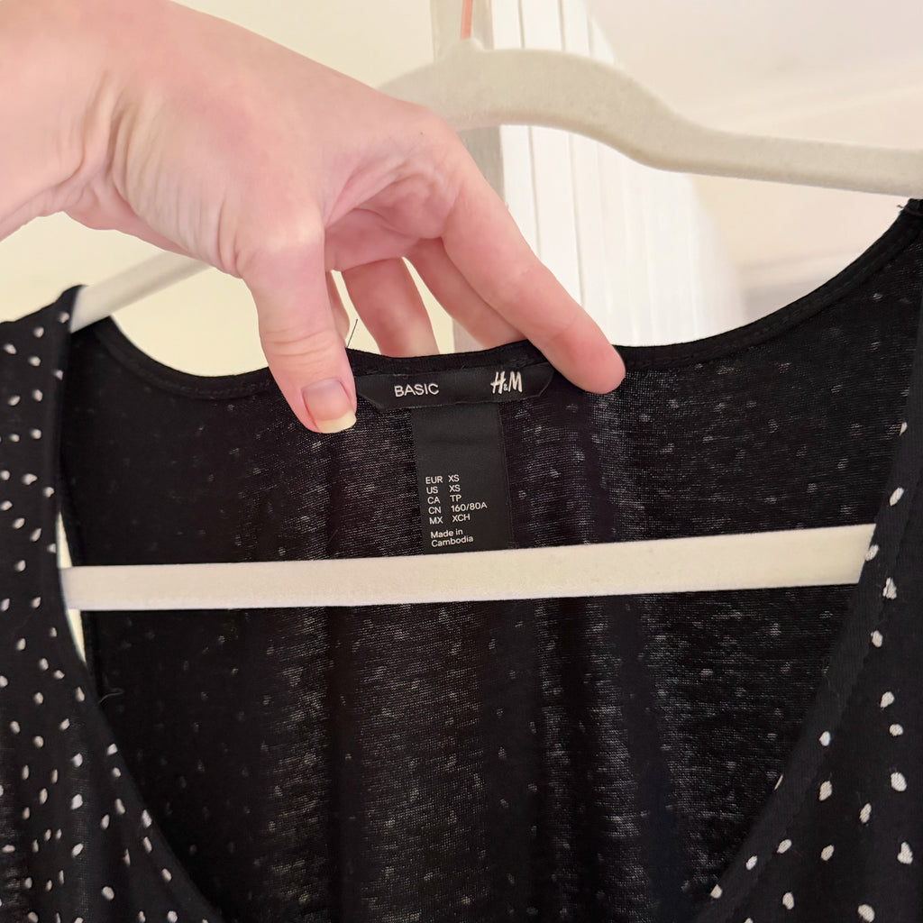 H&M Dot Print Blouson Waist Mini Dress Size XS