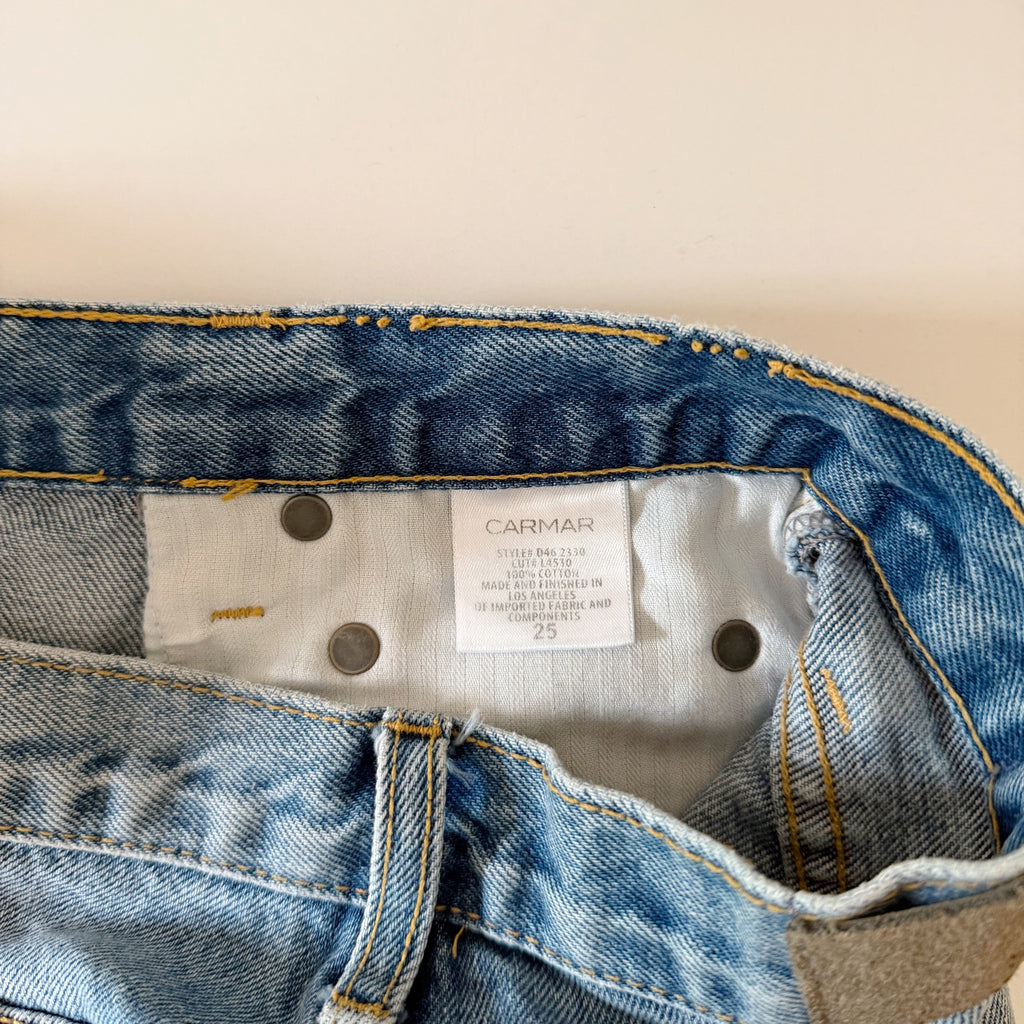 Carmar Distressed Ripped Cutoff Jean Shorts Size 25