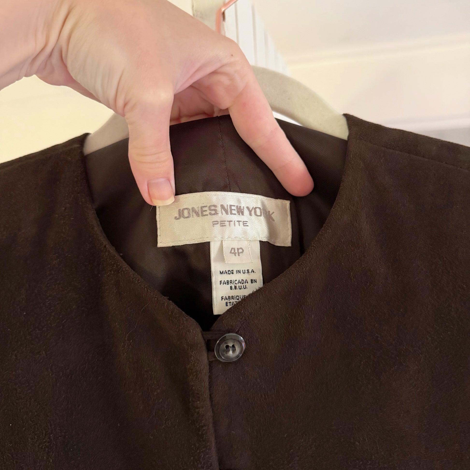 Jones New York Vintage 90s Suede Leather Suit Vest Size 4P