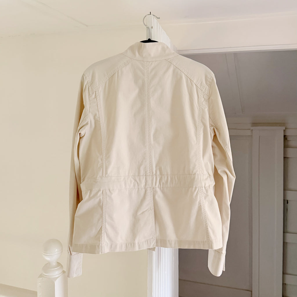 Banana Republic Stand Collar Tie-Waist Utility Jacket in Cream Size XST