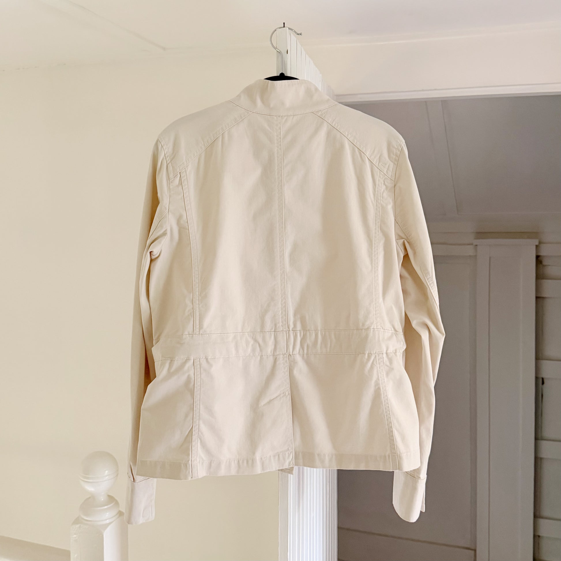 Banana Republic Stand Collar Tie-Waist Utility Jacket in Cream Size XST