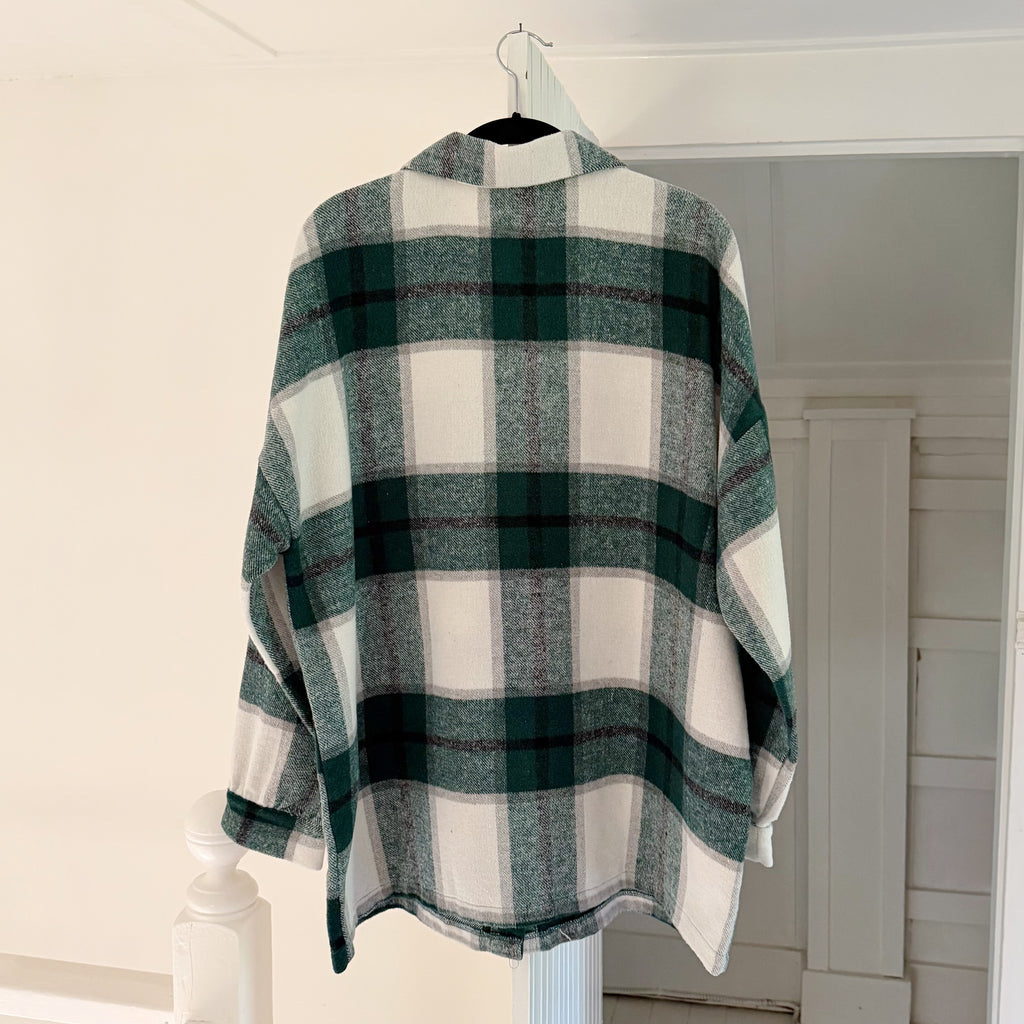 Lovers + Friends Kaianna Plaid Flannel Shacket in Green Multi Size L