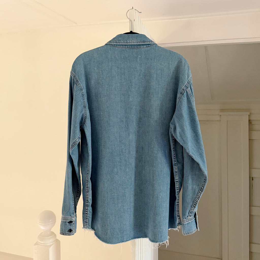 Askk NY Oversized Denim Button Down Shirt in Palm Canyon Size 1