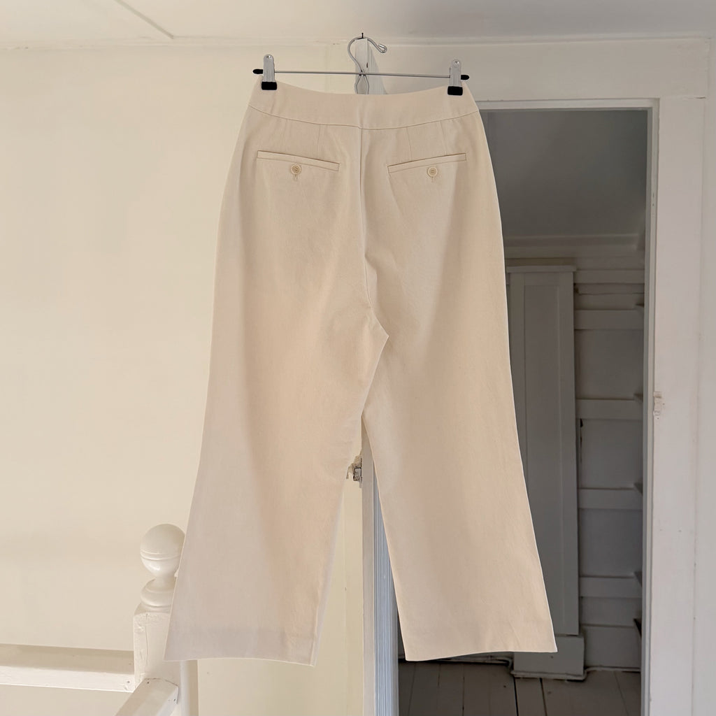 Something To Hold Caravan Wide Leg Cropped Trousers in Natural NWT Size S