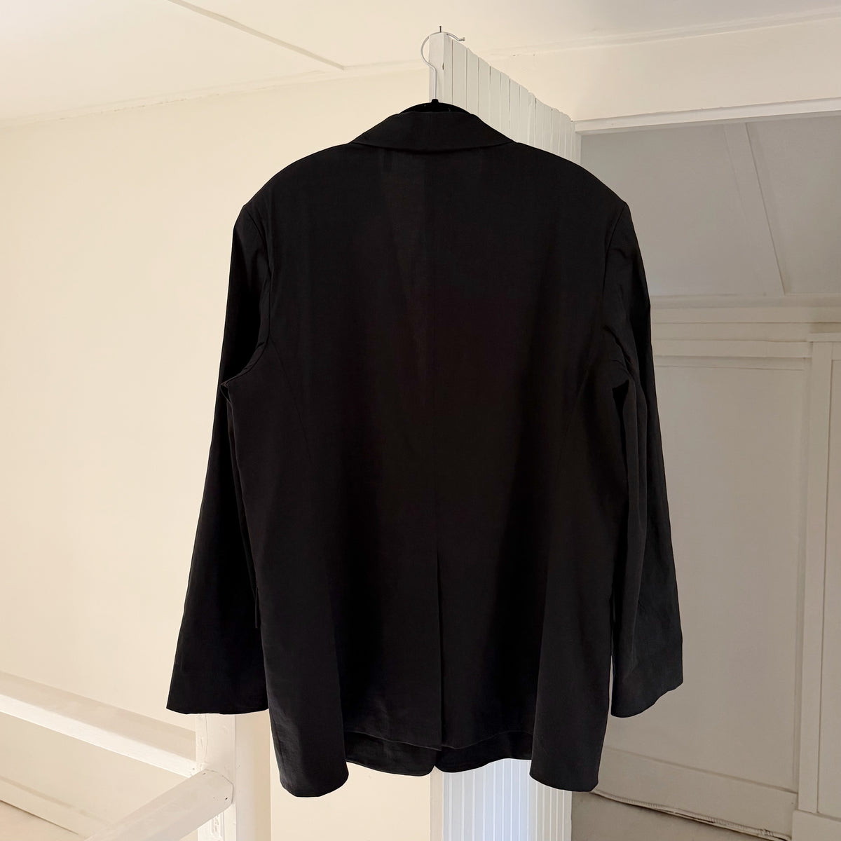 Theory Rolled Sleeve Shawl Collar Blazer in Black Good Linen Size 16