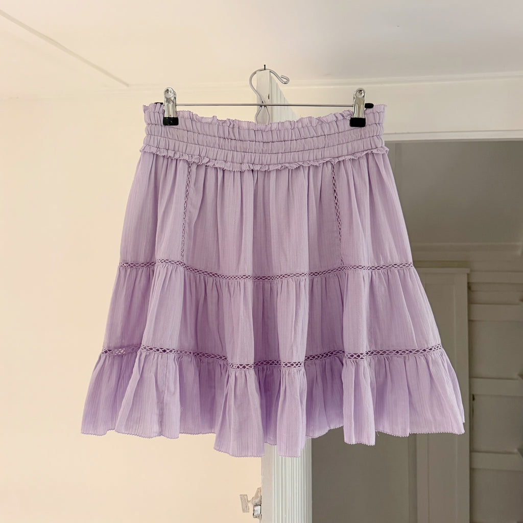 Isabel Marant Etoile Lioline Tiered Mini Skirt in Lilac Size 40