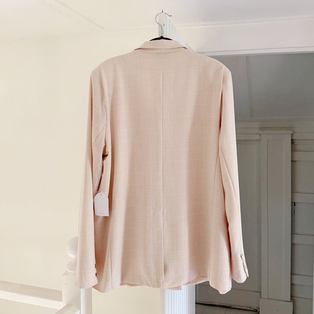 Song of Style Kroy Double Breasted Blazer in Beige Check NWT Size XL