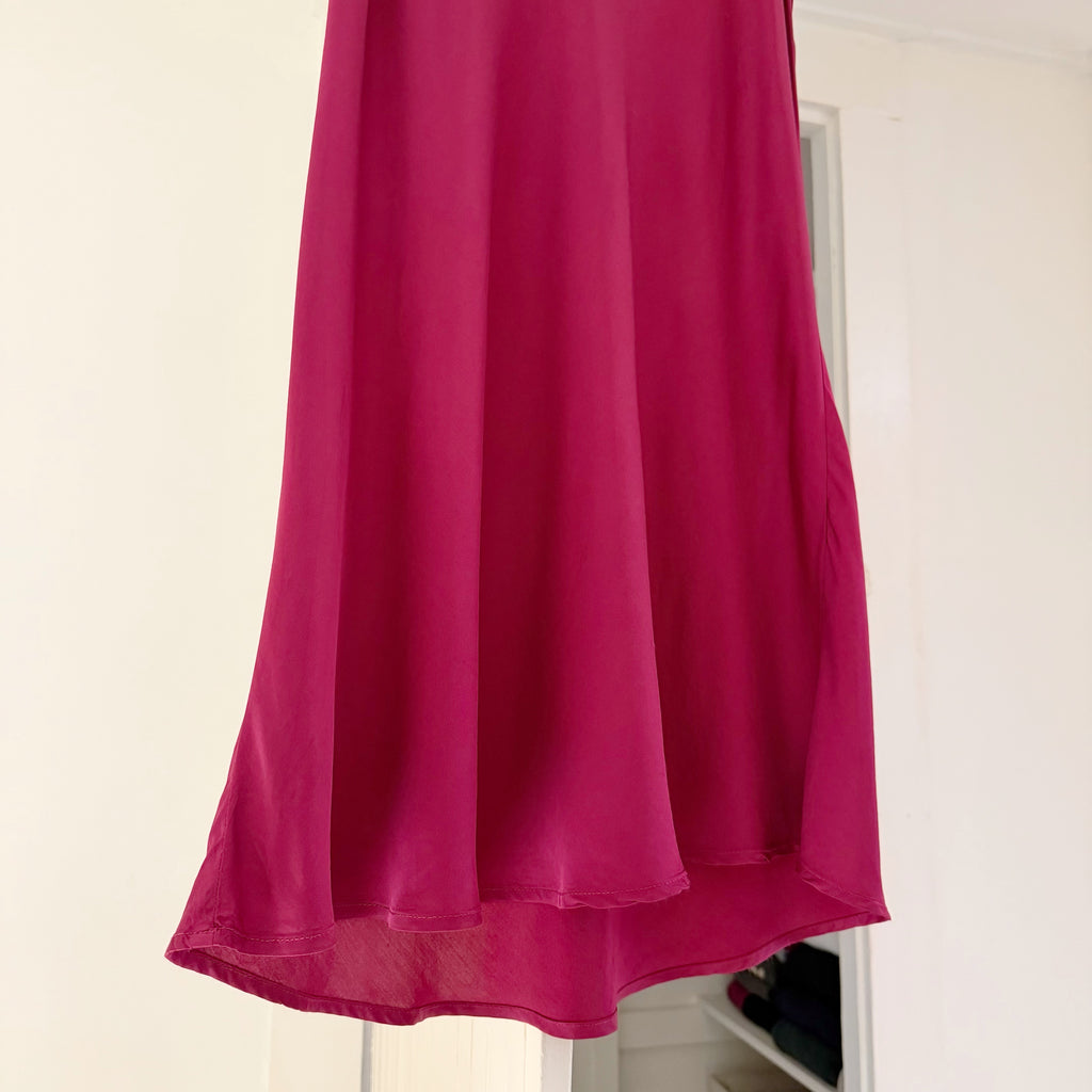 Michael Stars Drea Satin Bias Cut Midi Skirt in Pinot Size M