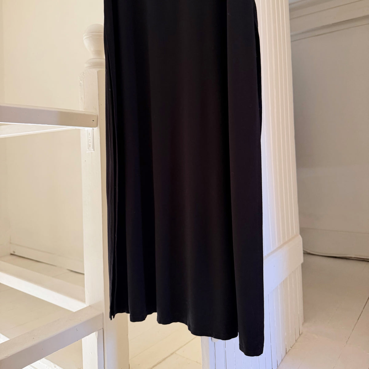 Cosabella Ceylon Lace Bodice Drop Waist Maxi Slip Dress in Black Size S