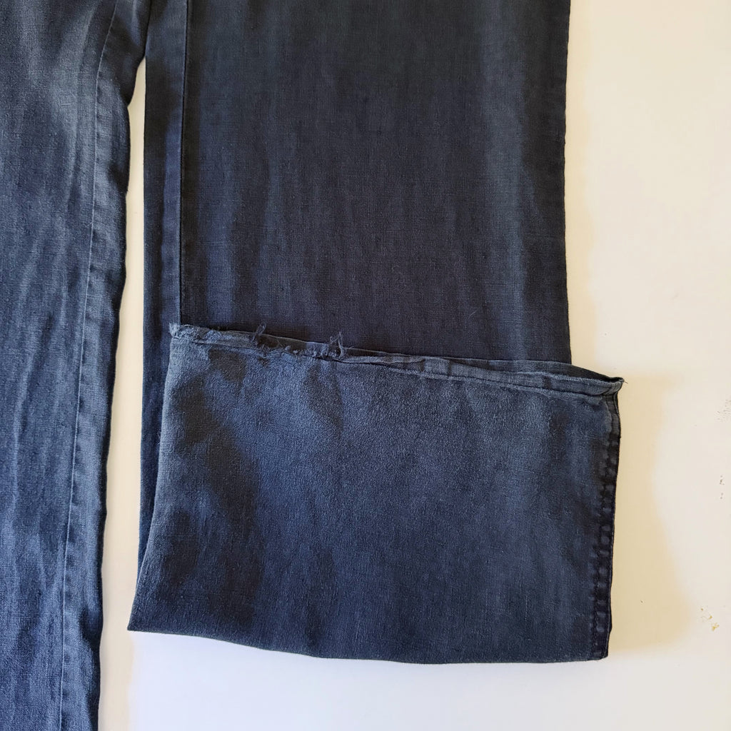 London Jean Vintage Y2K Linen Low Rise Wide Leg Puddle Pants Black Size S