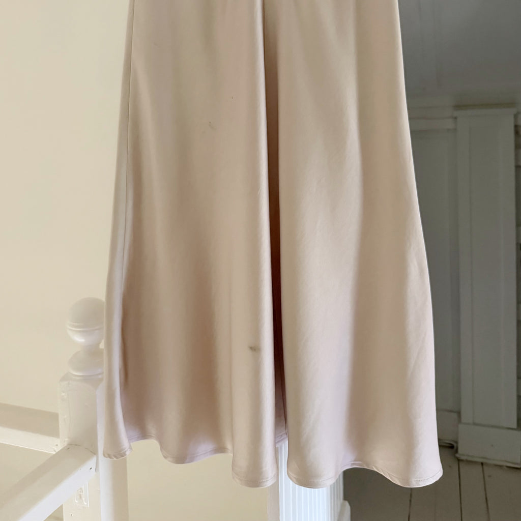 Neroli 36 Satin A-Line Midi Skirt Size 1 Cream