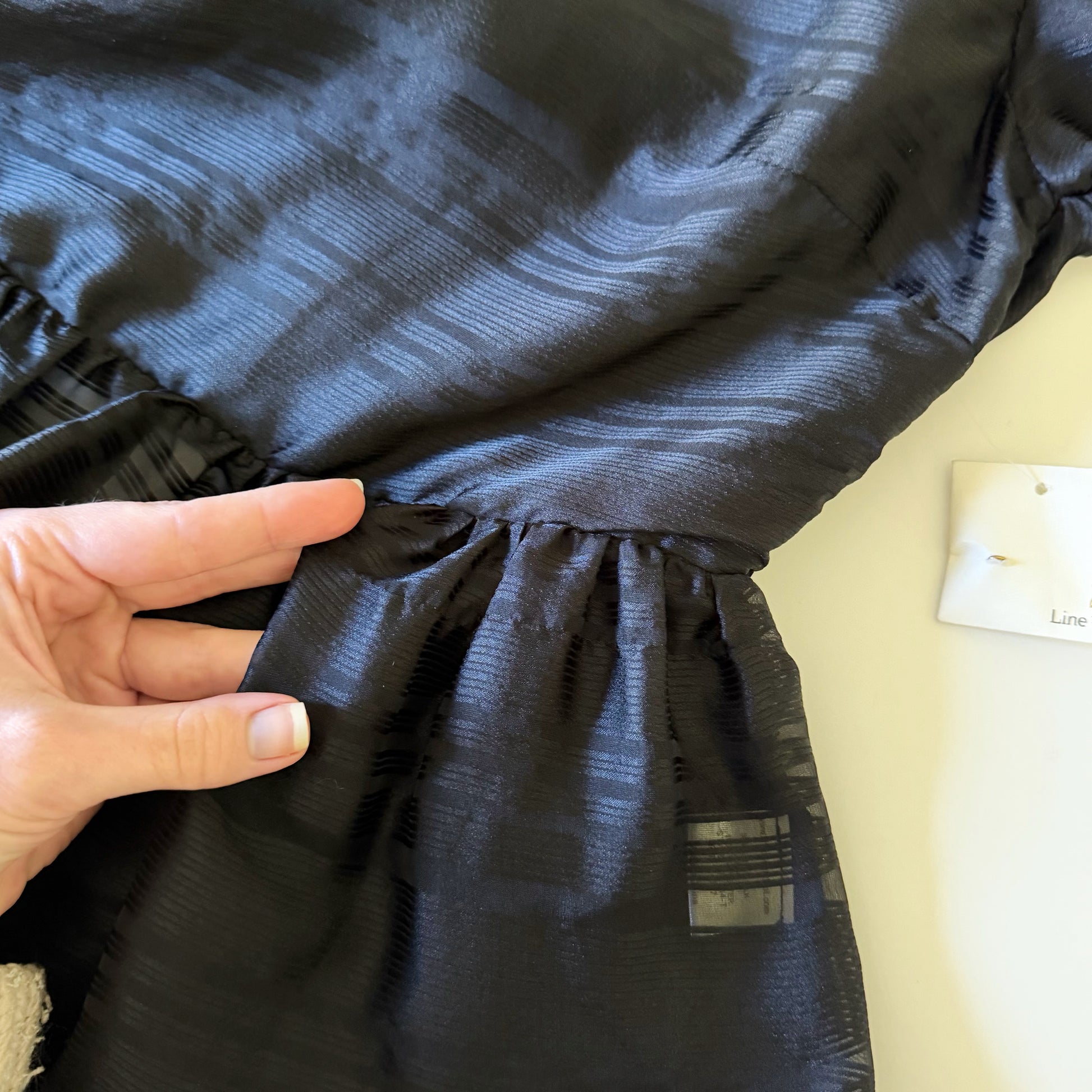 Line & Dot Silk Satin Chiffon Sheer Peplum Top NWT Size S