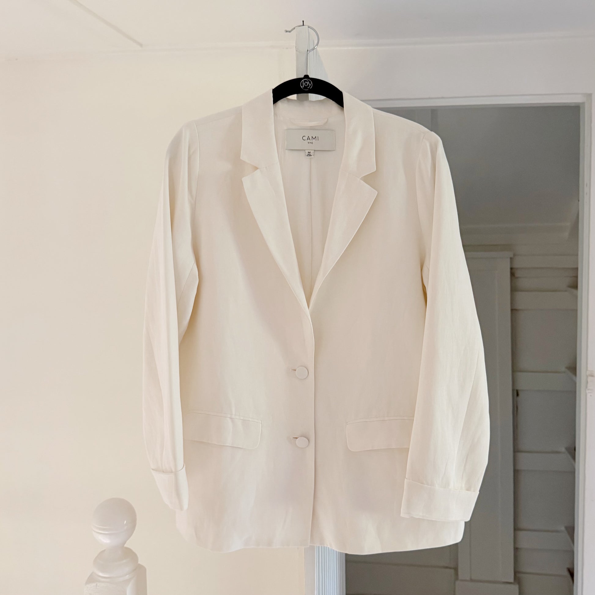 Cami NYC Owen Silk Linen Blazer Jacket in White Size M