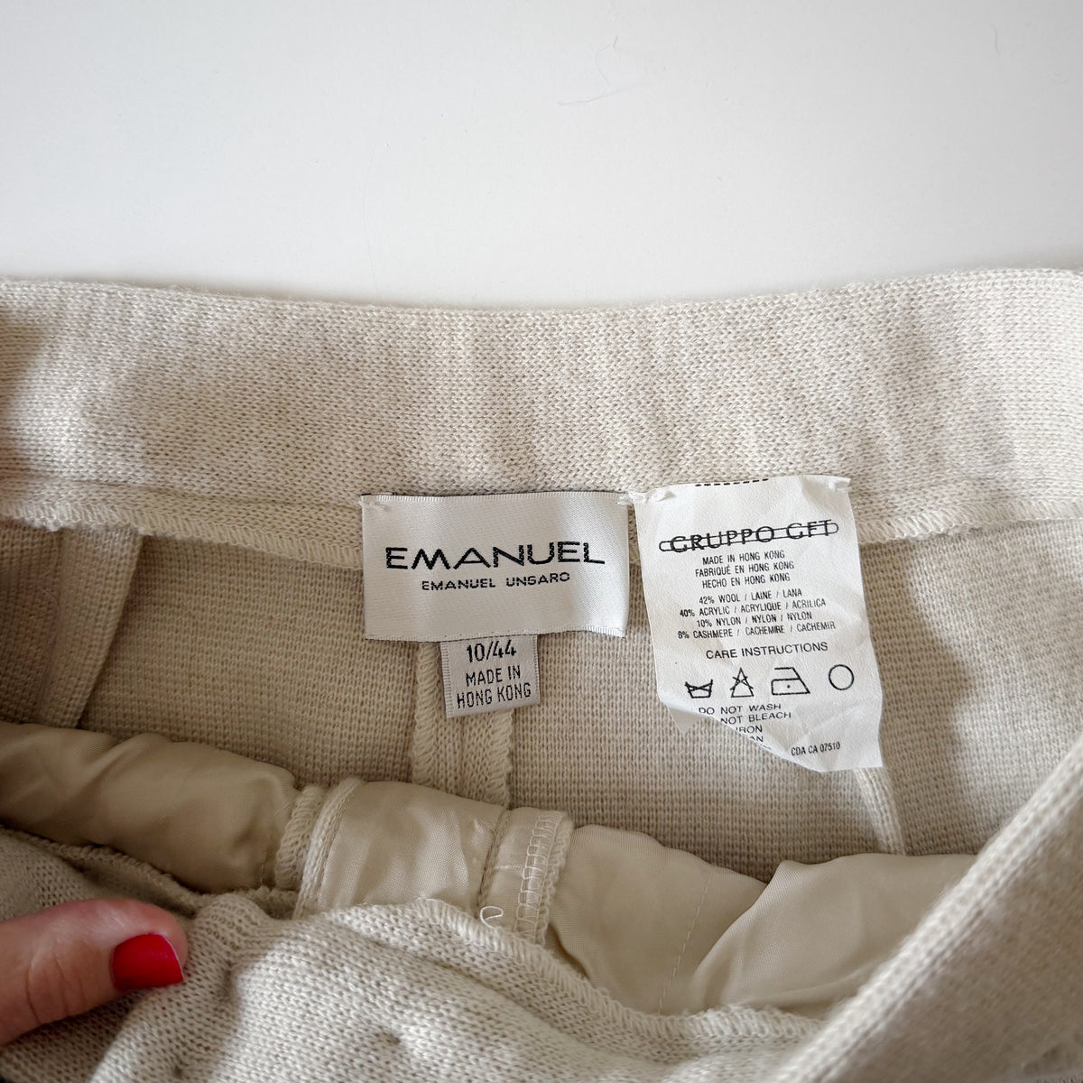 Emanuel Ungaro Vintage 90s Wool Cashmere Knit Pleated Wide Leg Trousers Size 10