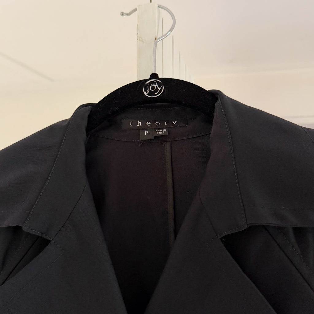 Theory Lyda Short Sleeve Tie Waist Trench Coat Size P