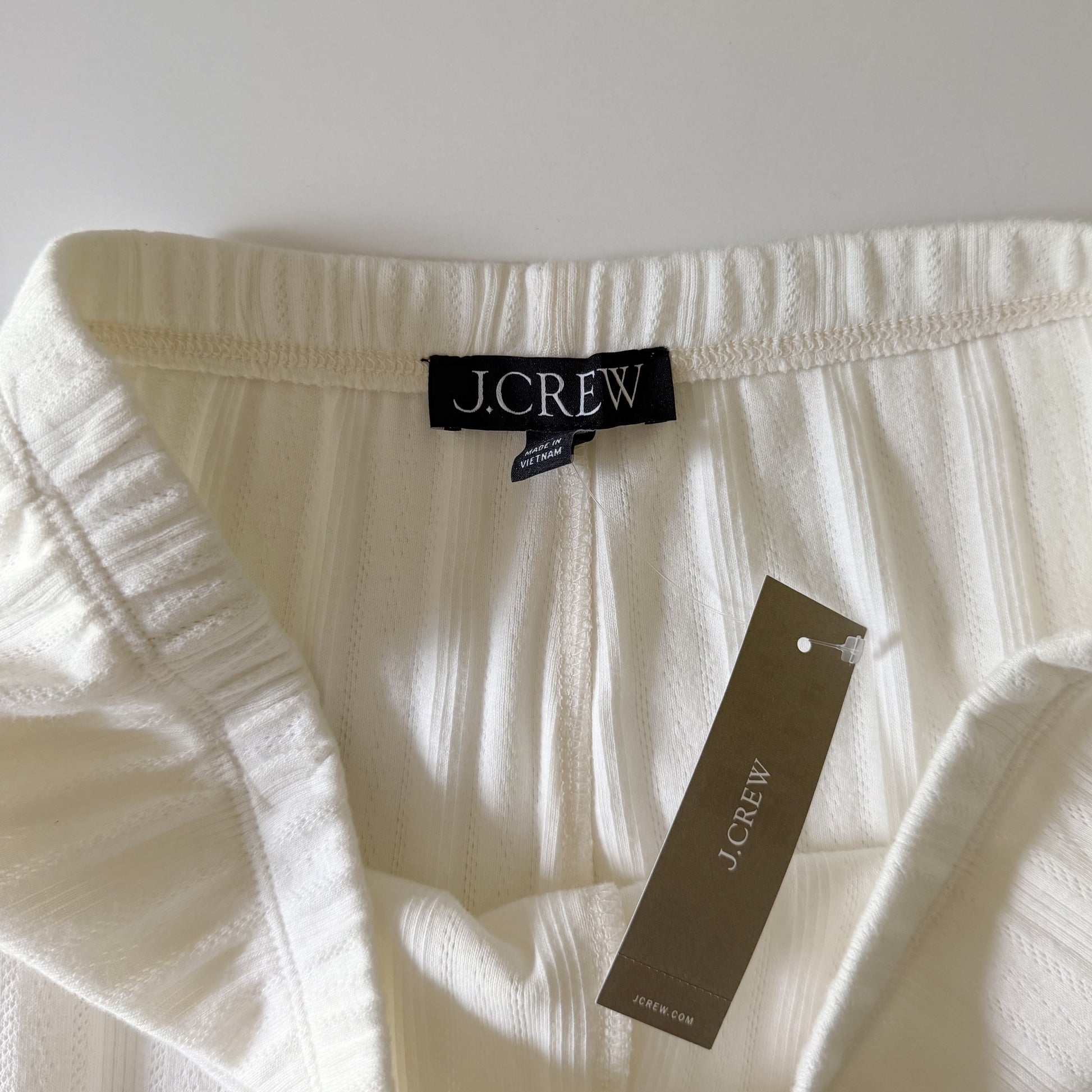 J. Crew Pointelle Knit Wide Leg Pant in Ivory NWT Size M