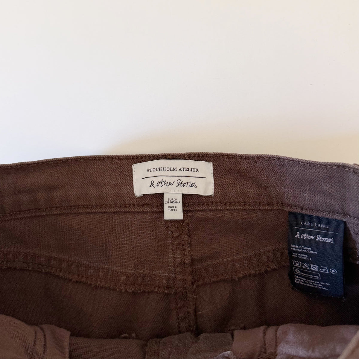 & Other Stories Stockholm Atelier High Rise Wide Leg Jeans Size EU 34 Dark Brown