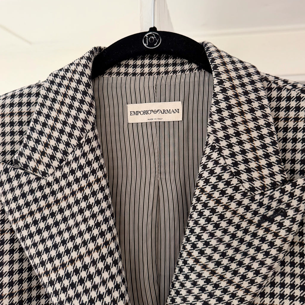 Emporio Armani Wool Houndstooth Blazer Jacket Black/White