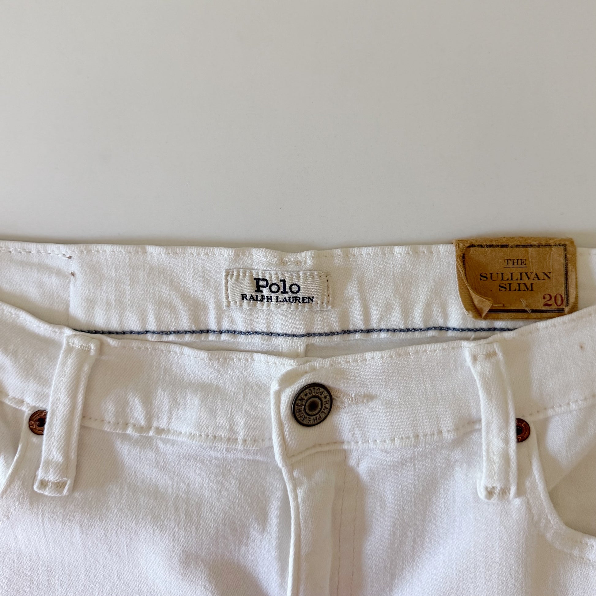Polo Ralph Lauren The Sullivan Slim Bermuda Jean Shorts Dell White Size 20 NWT