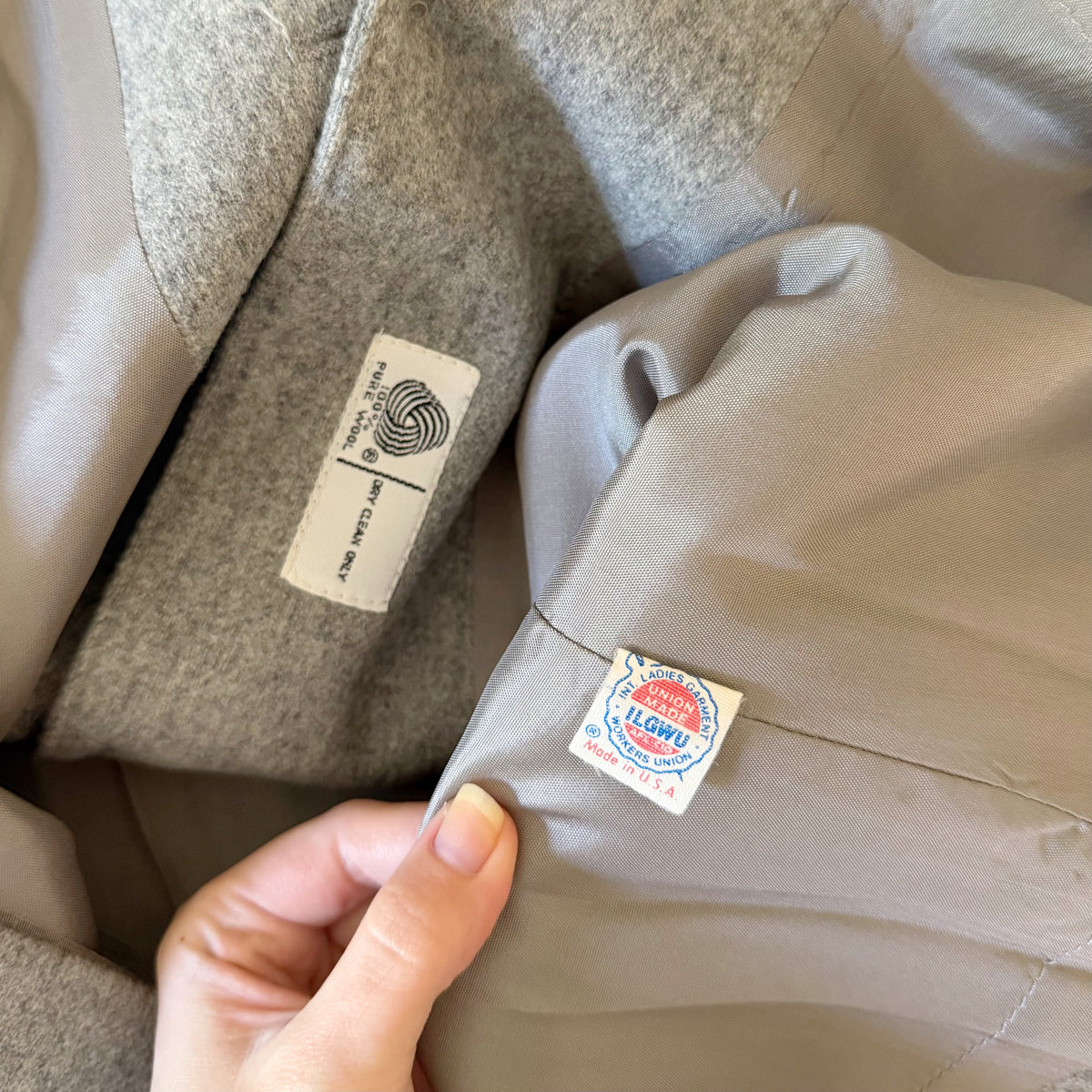 College Town Vintage 80s Wool Collarless Blazer Jacket Size 9/10 Grey