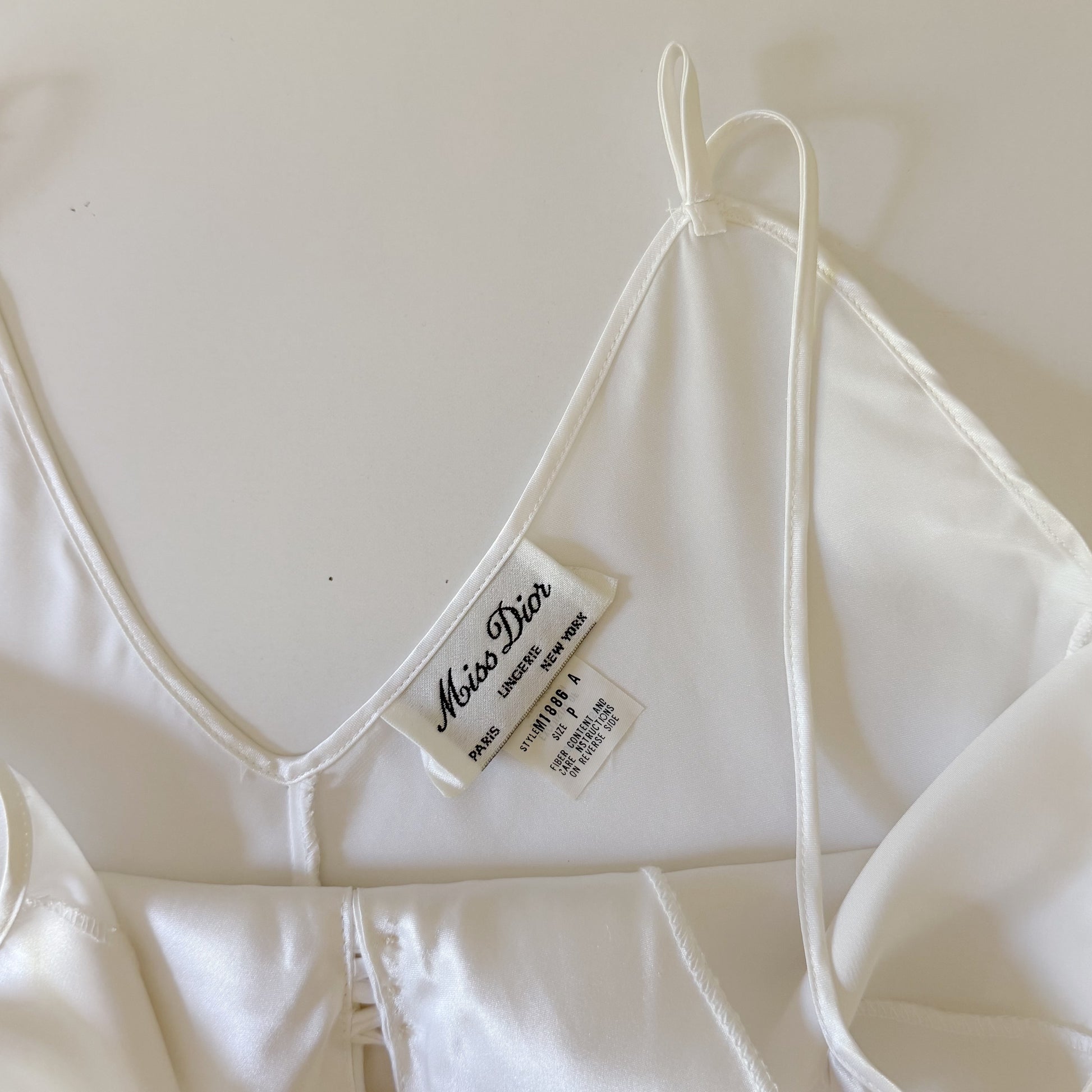 Miss Dior Lingerie Vintage 60s Satin Pearl Button Midi Slip Dress Size P