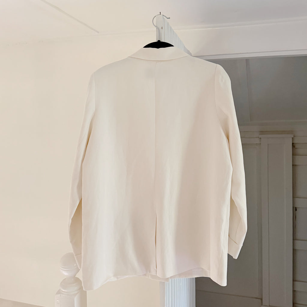 Cami NYC Owen Silk Linen Blazer Jacket in White Size M