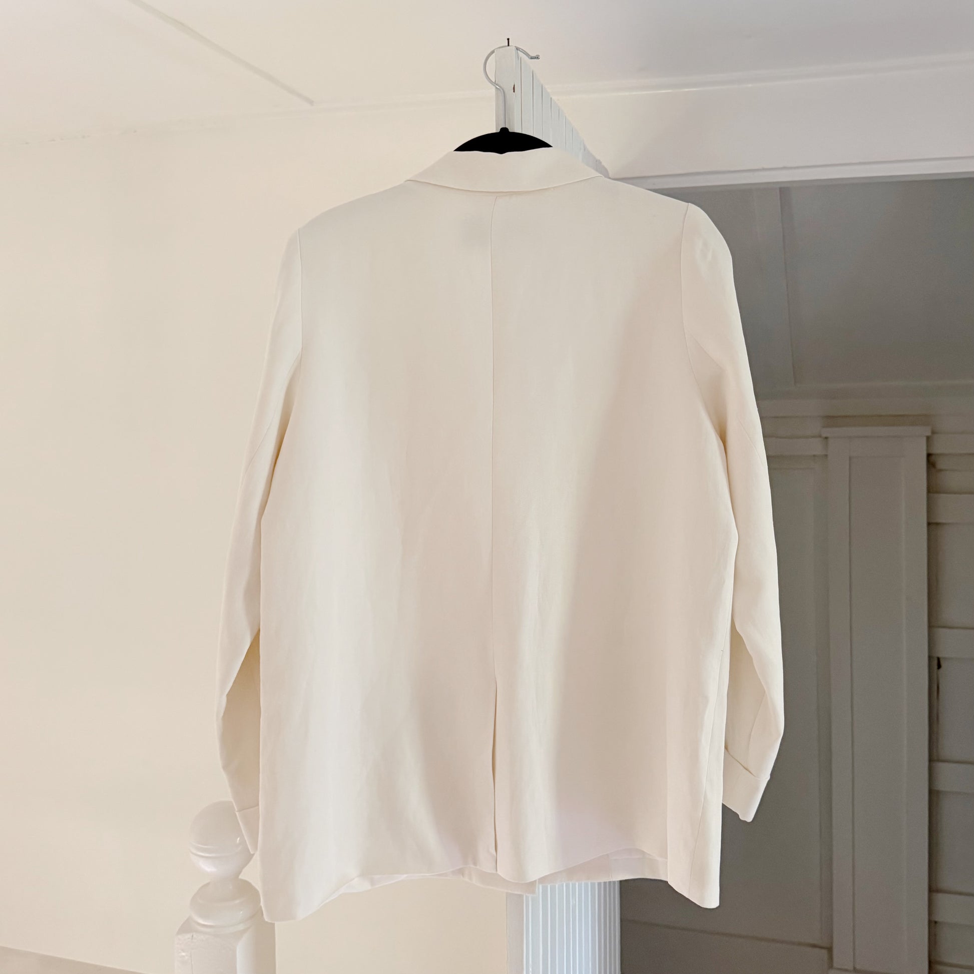Cami NYC Owen Silk Linen Blazer Jacket in White Size M