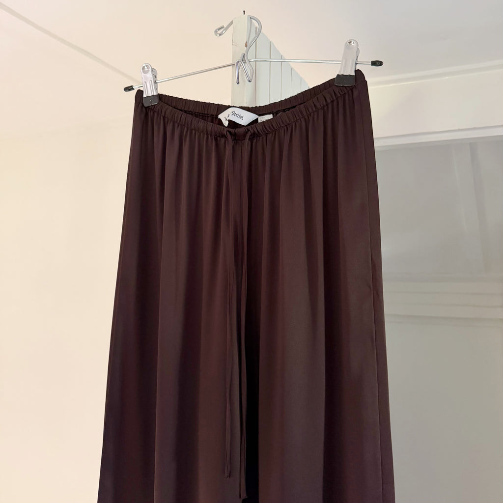 & Other Stories Drawstring Satin Trousers in Dark Brown NWT Size 0