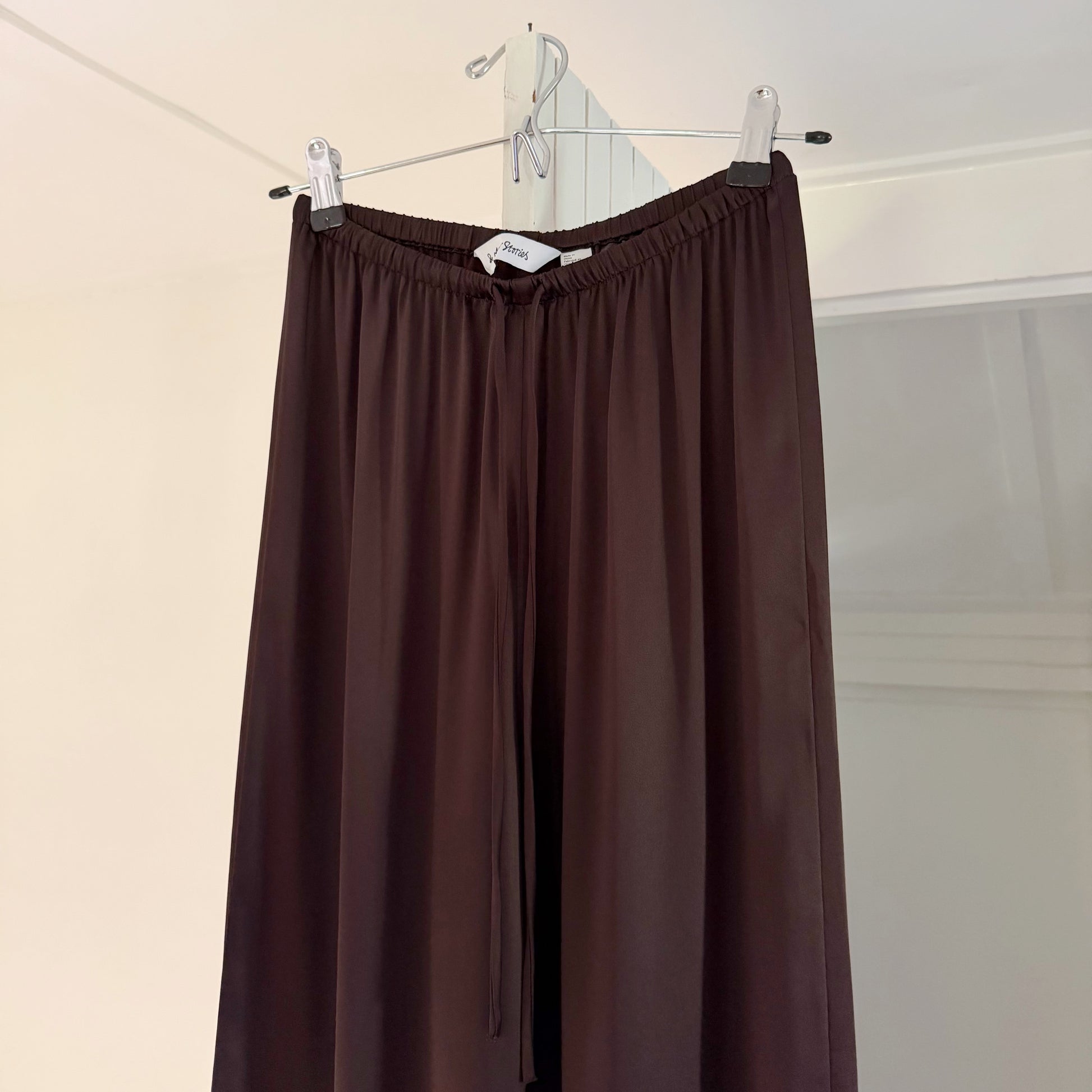 & Other Stories Drawstring Satin Trousers in Dark Brown NWT Size 0