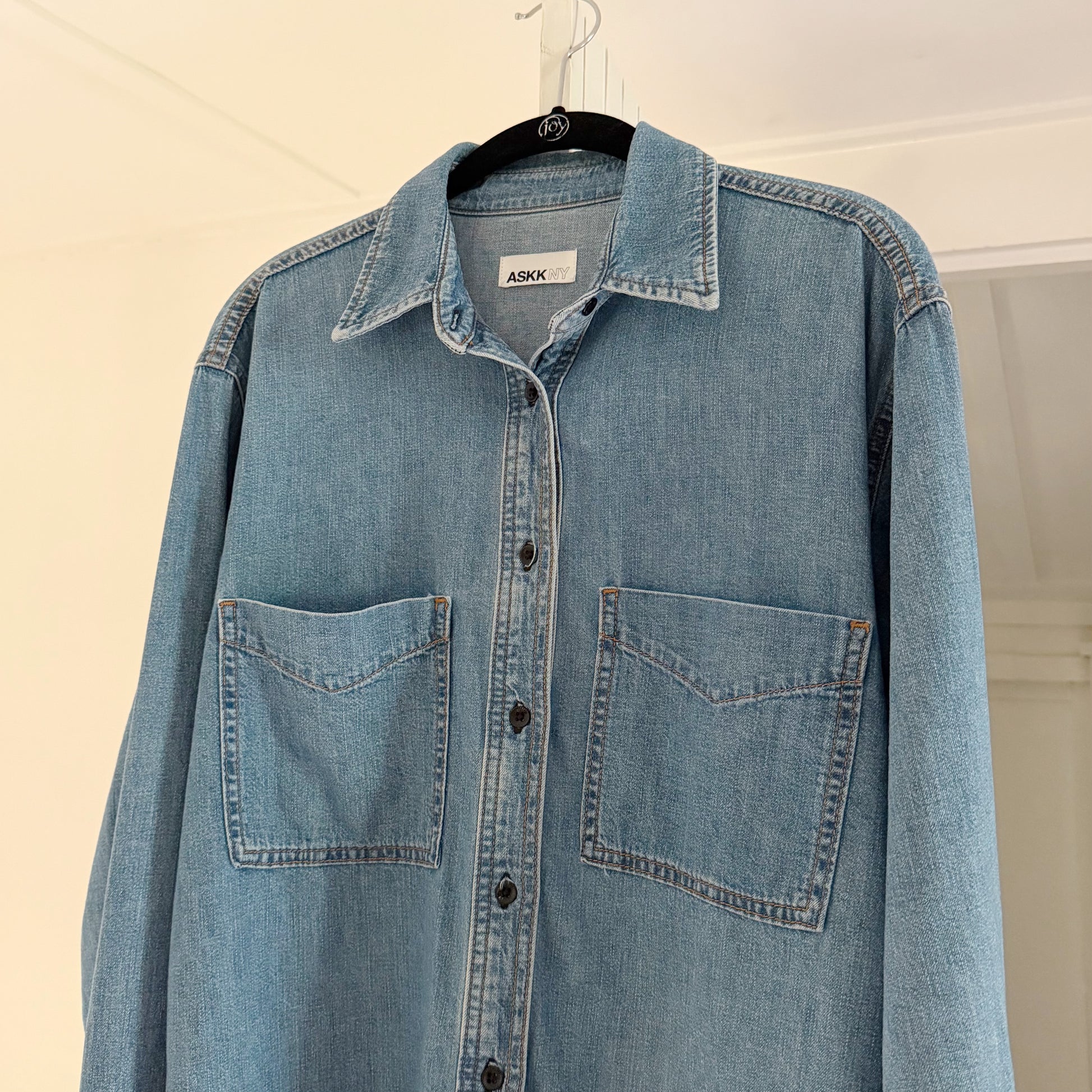 Askk NY Oversized Denim Button Down Shirt in Palm Canyon Size 1
