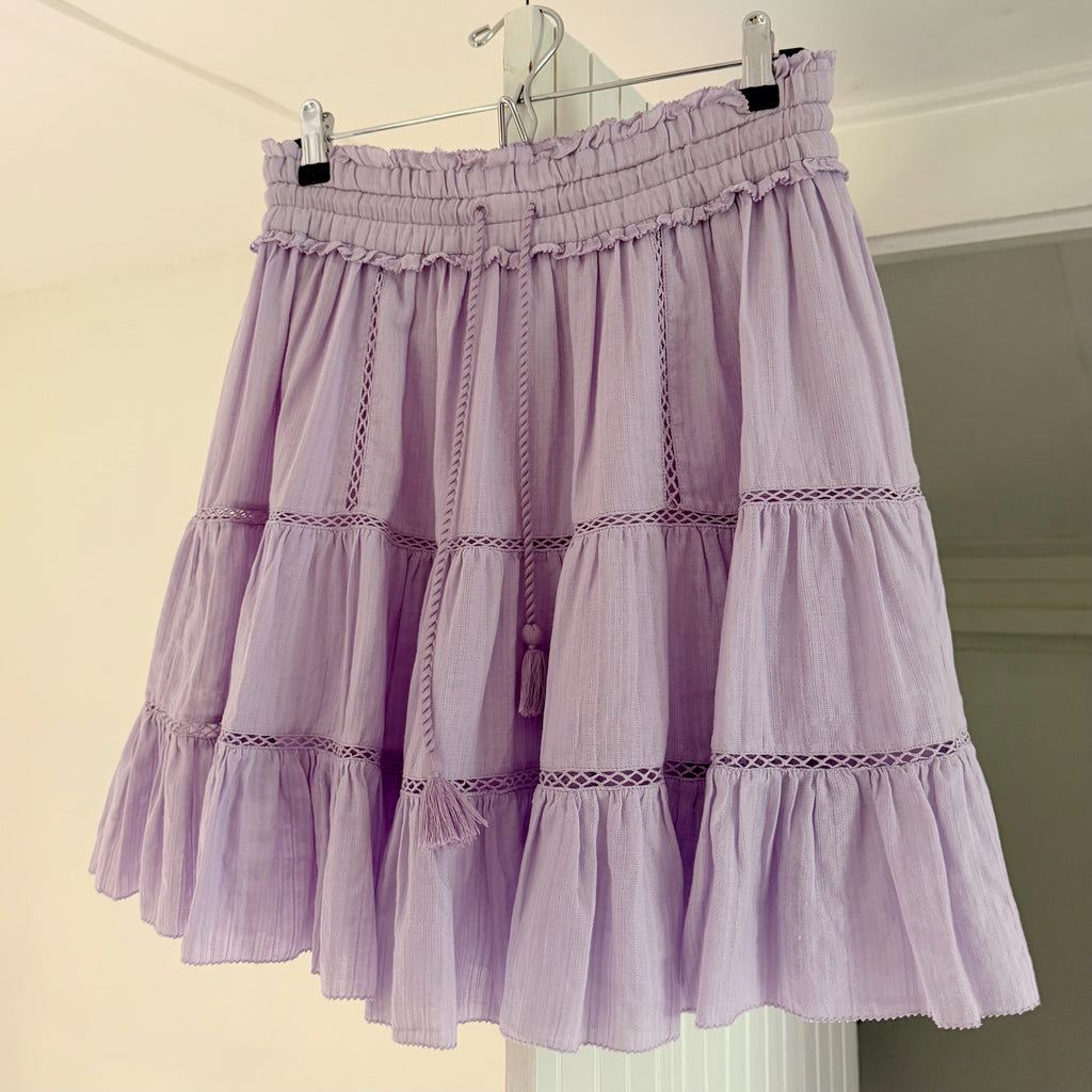 Isabel Marant Etoile Lioline Tiered Mini Skirt in Lilac Size 40