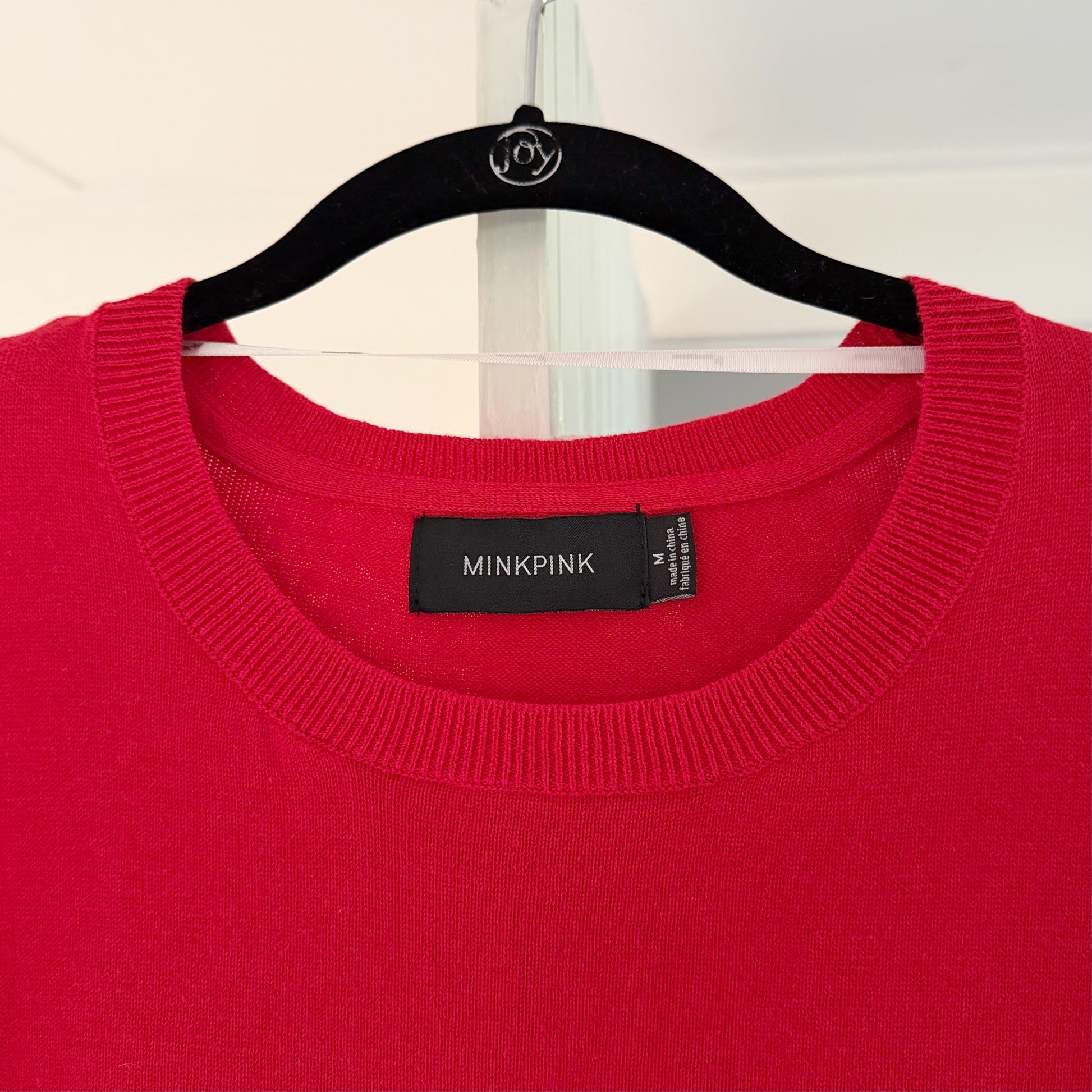 MinkPink Julian Knit Lace-Up Grommet Sleeve Crop Top Size M