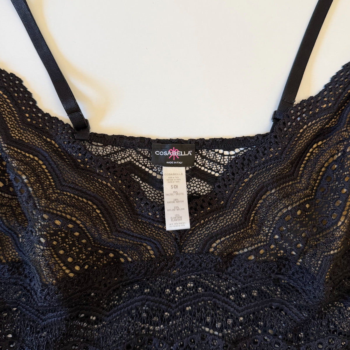 Cosabella Ceylon Lace Bodice Drop Waist Maxi Slip Dress in Black Size S