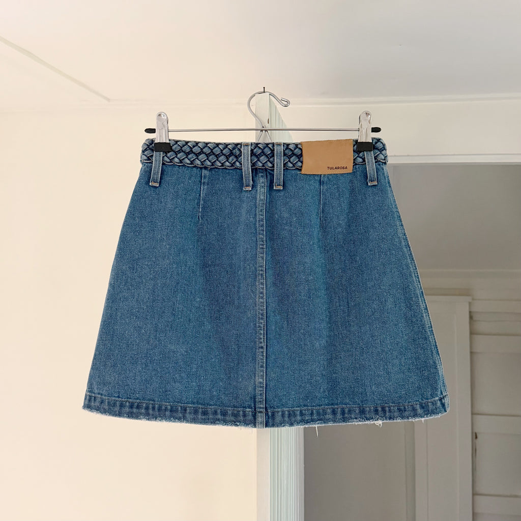 Tularosa Madelyn Denim Mini Skirt in Fuji Size 25