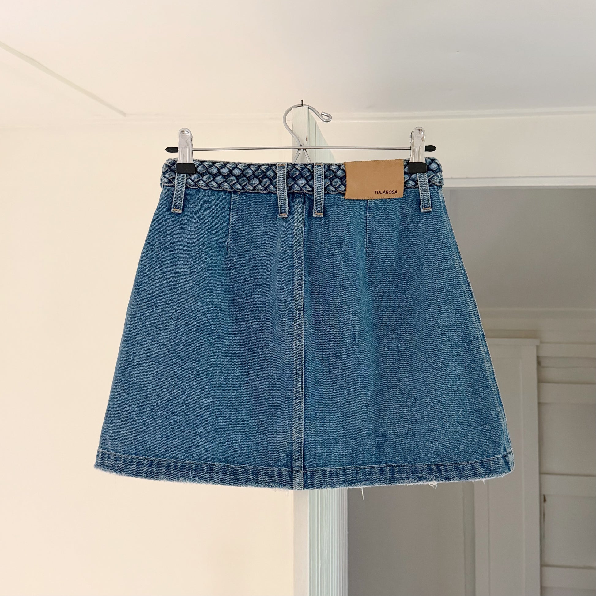 Tularosa Madelyn Denim Mini Skirt in Fuji Size 25