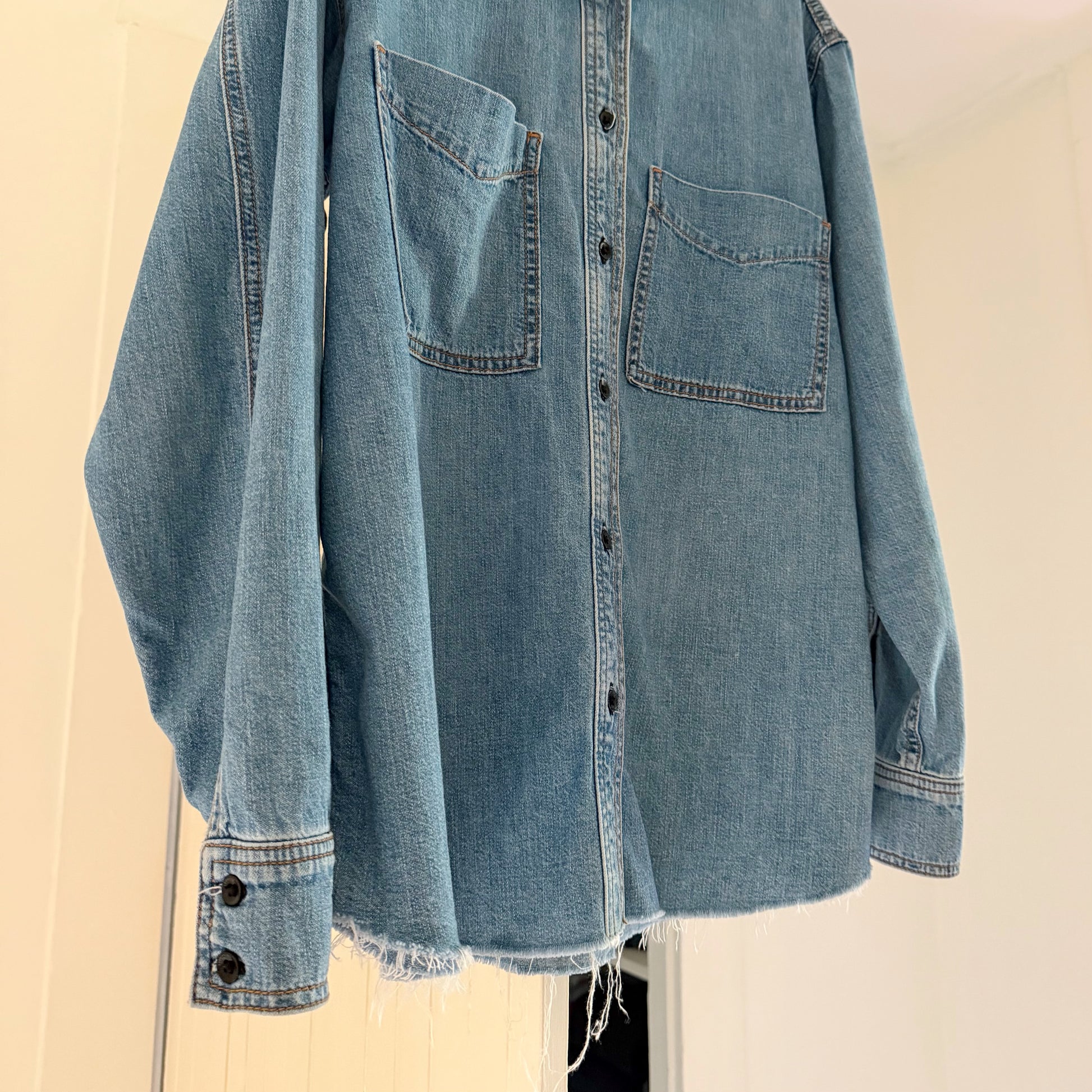Askk NY Oversized Denim Button Down Shirt in Palm Canyon Size 1