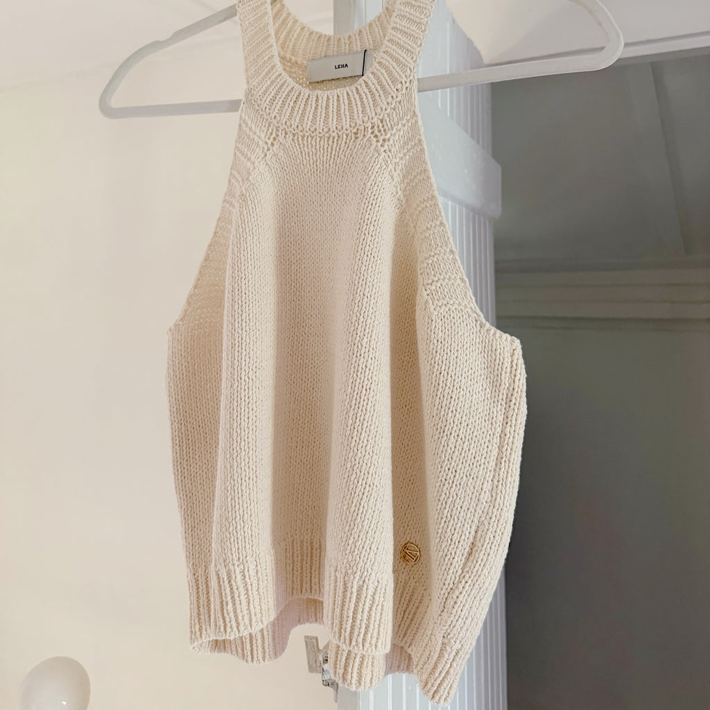 Leha Mate Knit Halter Top in Ivory NWT OS
